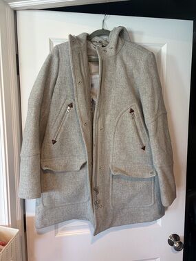J. Crew Silver Satin-Lined Coat with Light Gray Exterior